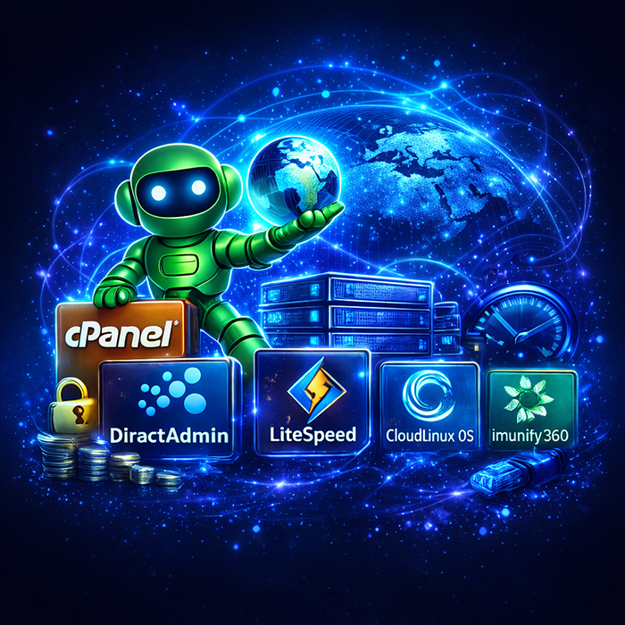 ارائه لایسنس‌های اورجینال cPanel، DirectAdmin، CloudLinux، KernelCare، Imunify360، LiteSpeed، WHMCS و SolusVM با فعال‌سازی سریع