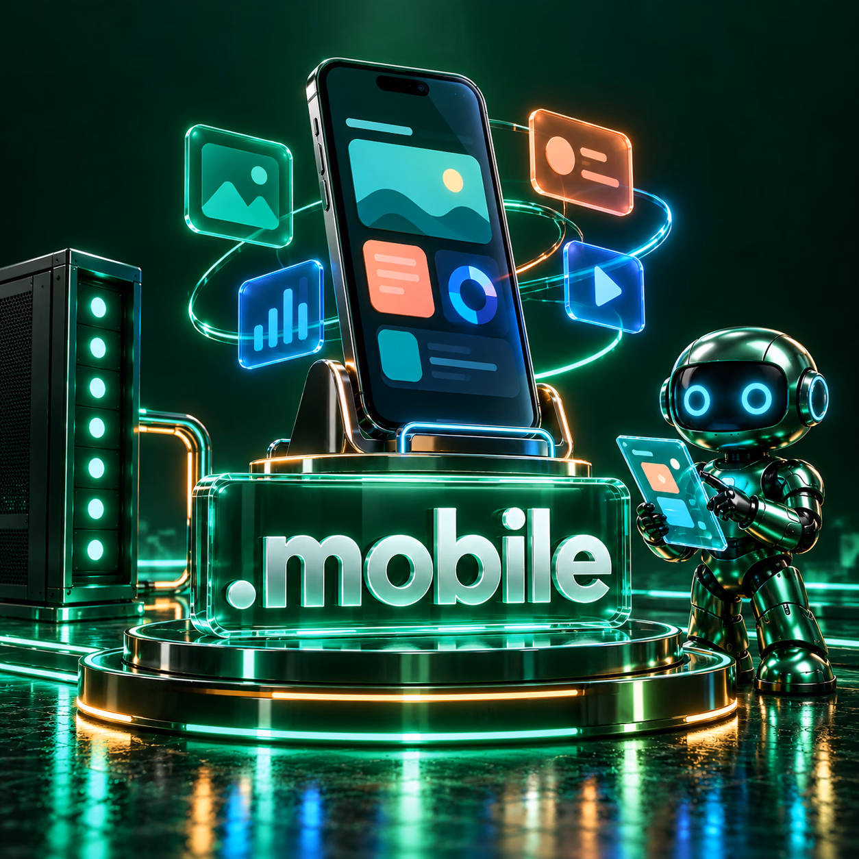 میز توسعهٔ اپلیکیشن با تلفن هوشمند، رابط‌های انتزاعی و نشان درخشان .mobile.