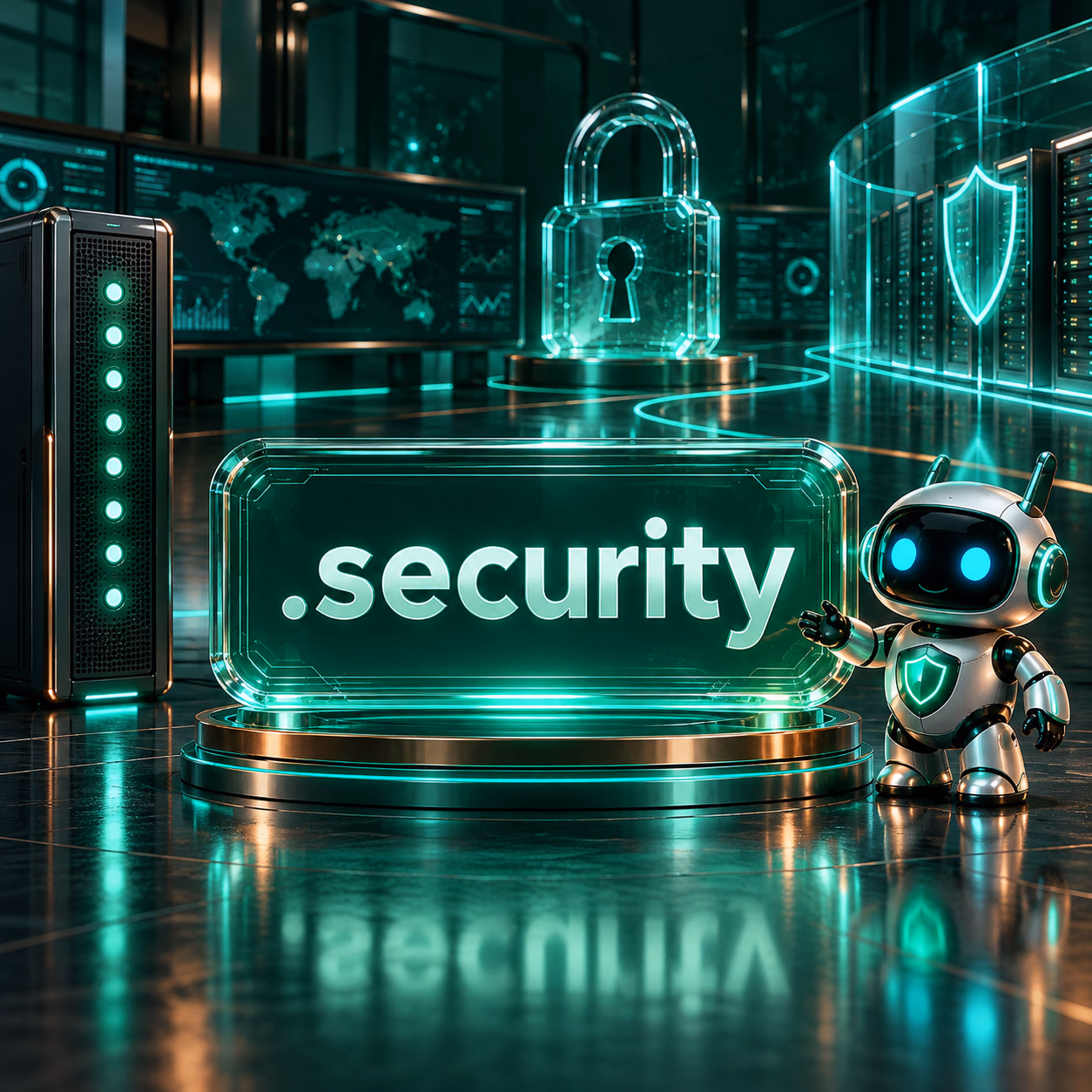 اتاق پایش امنیت دیجیتال با داشبوردهای انتزاعی و نشان فلزی .security.